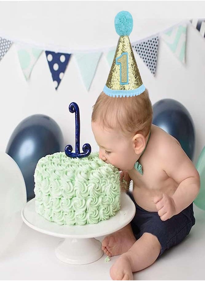 Erweicet Baby 1st Birthday Hat with Adjustable Headband, Birthday Decoration Celebration Cone Hats, Party Supplies for Newborn  - Image 5