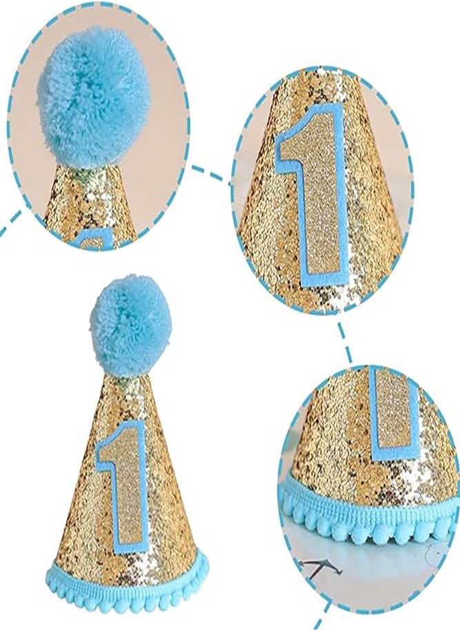 Erweicet Baby 1st Birthday Hat with Adjustable Headband, Birthday Decoration Celebration Cone Hats, Party Supplies for Newborn  - Image 3