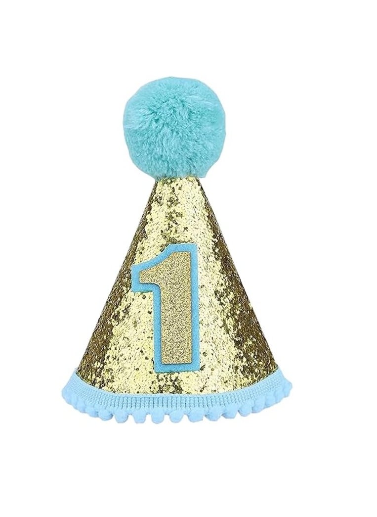 Erweicet Baby 1st Birthday Hat with Adjustable Headband, Birthday Decoration Celebration Cone Hats, Party Supplies for Newborn  - Image 1