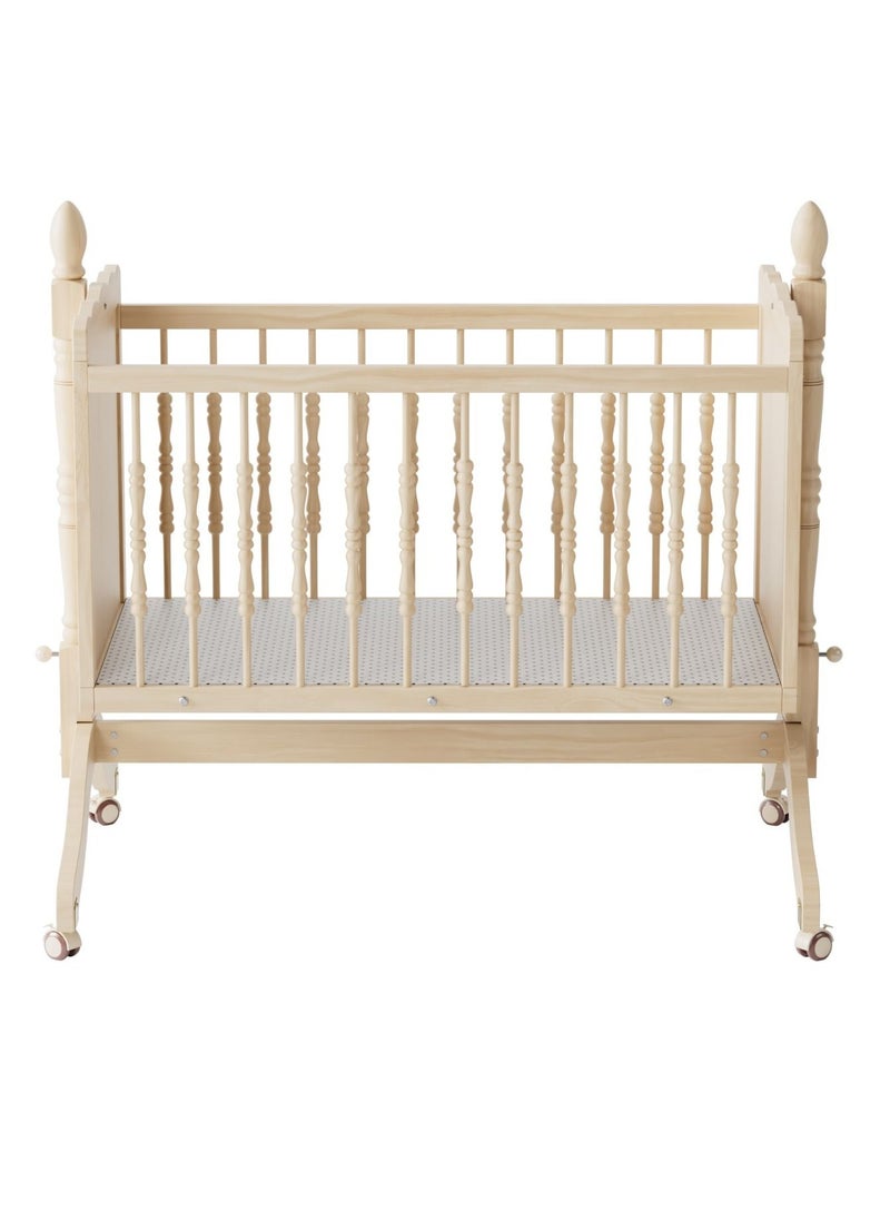 Everything For Kids - Wooden Cradle with Detachable Mosquito Net Swing with Lock and Wheels 90x45cm - Image 1