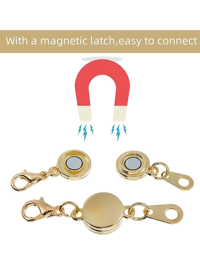 12 Pieces Locking Magnetic Jewelry Clasp Gold and Silver Round Necklace Clasp Closures Bracelet Extender for Jewelry Making, Size Fits Most Necklaces and Bracelets
