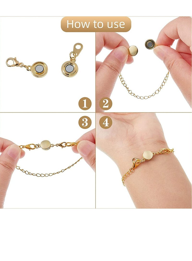 12 Pieces Locking Magnetic Jewelry Clasp Gold and Silver Round Necklace Clasp Closures Bracelet Extender for Jewelry Making, Size Fits Most Necklaces and Bracelets