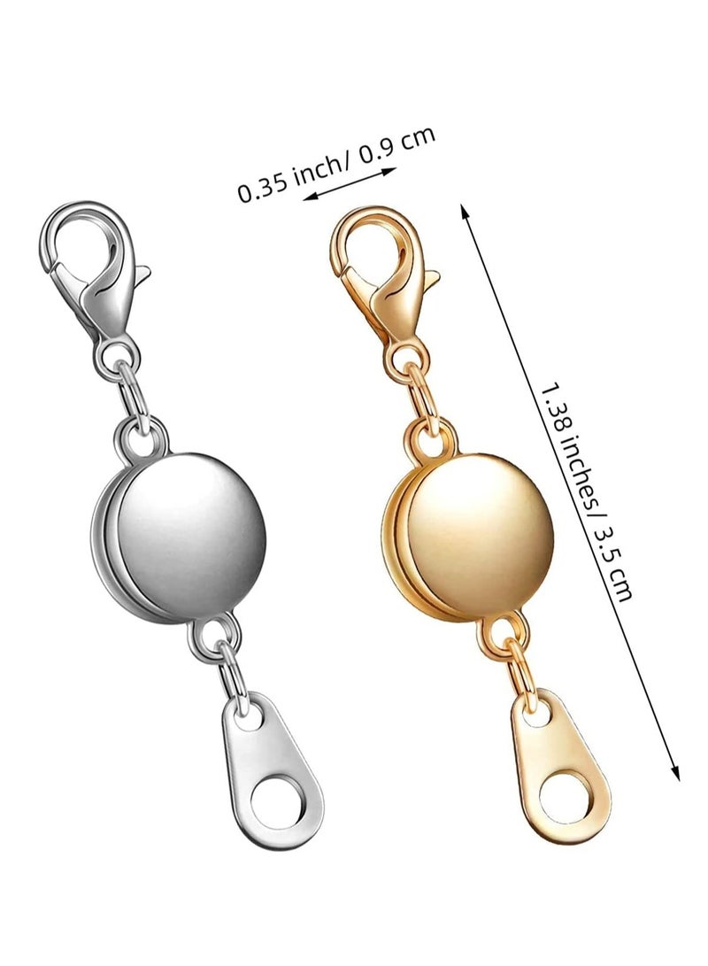 12 Pieces Locking Magnetic Jewelry Clasp Gold and Silver Round Necklace Clasp Closures Bracelet Extender for Jewelry Making, Size Fits Most Necklaces and Bracelets