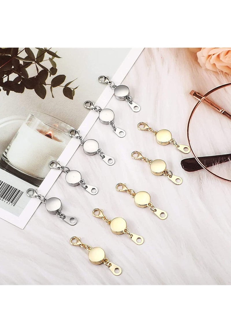 12 Pieces Locking Magnetic Jewelry Clasp Gold and Silver Round Necklace Clasp Closures Bracelet Extender for Jewelry Making, Size Fits Most Necklaces and Bracelets