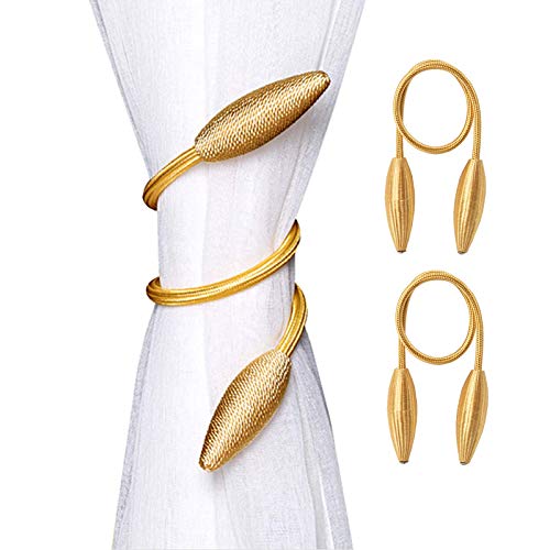 SWTOOL 2-Pack Curtain Holdbacks Curtains Tiebacks Home Decorative Window Drape Twist TieBacks Random Modelling Curtain Holdbacks (Gold) - Image 1