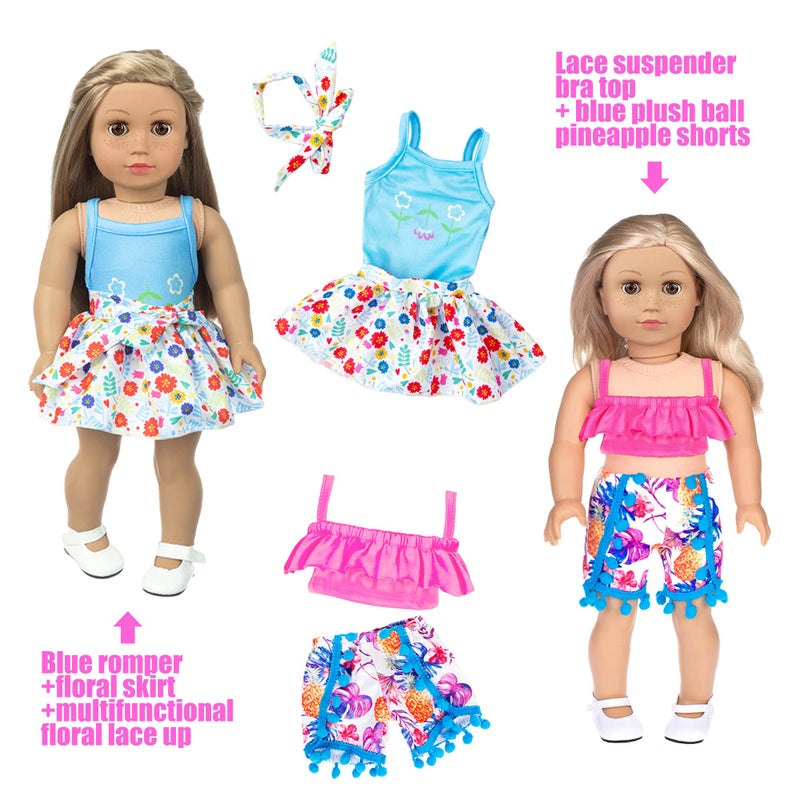 iBayda 18 Inch Doll Fashion Clothes - 10 Sets Include Outfits, Mermaid Dress, Bikini, Hats & Handbags Accessories (Doll Not Included) - Image 3