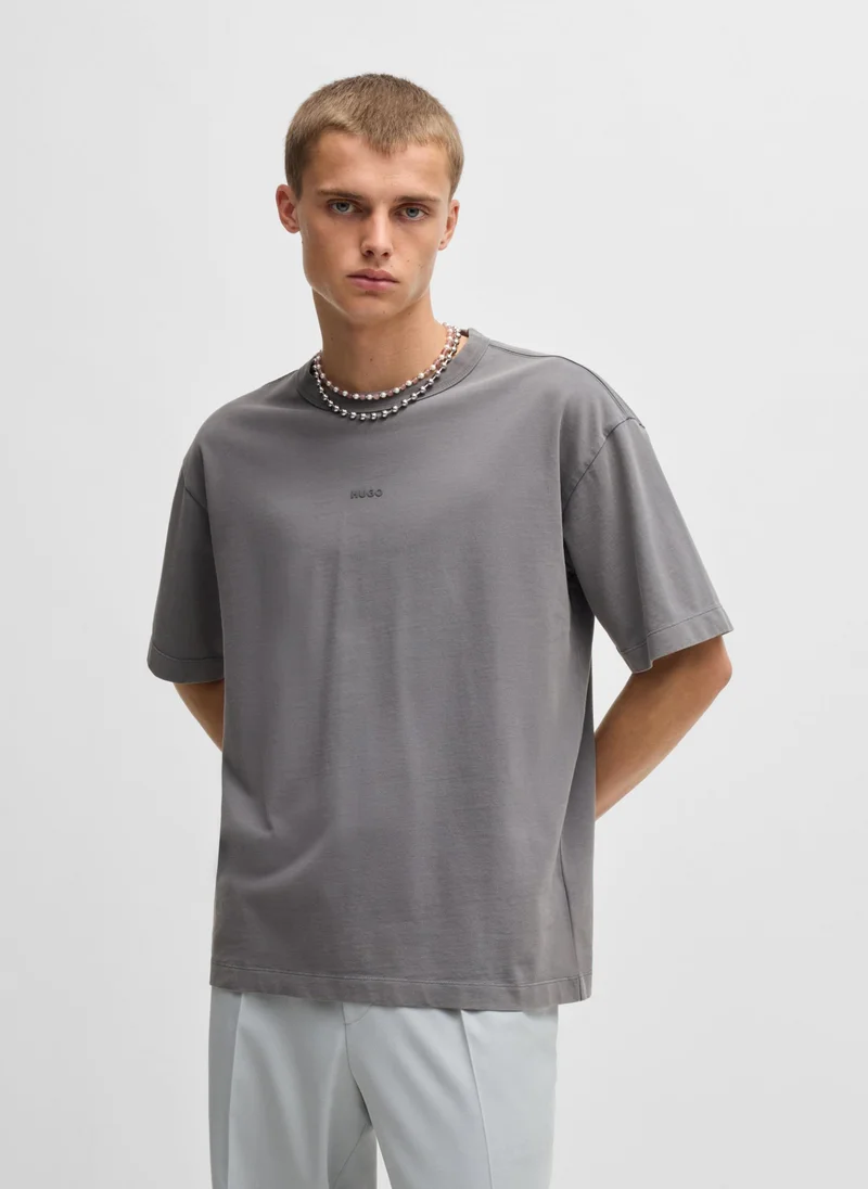 HUGO Cotton-jersey relaxed-fit T-shirt with logo print