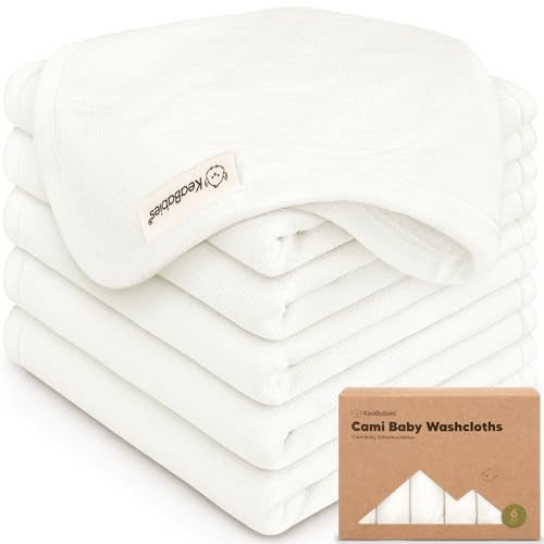 KeaBabies 6-Pack Cotton Baby Washcloths for Newborn - Organic Cotton Muslin Soft Wash Cloths for Babies, Infant, Kids, Toddler Towels for Boy,Girl,Super Absorbent Face Cloths,Scratch-Free Baby Rags(So