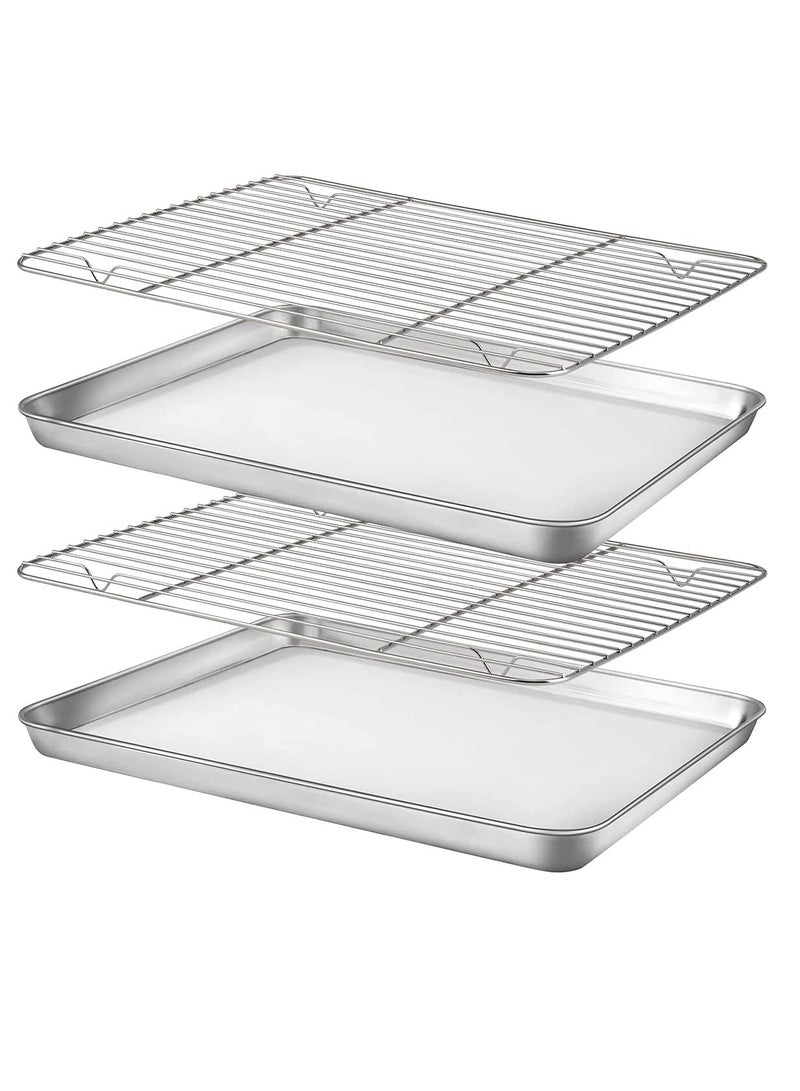 Zikra Baking Sheet Nonstick Baking Pans with Rack Set 1 Sheets+1 Rack Stainless Steel Cookie Sheet Pan with Cooling Rack for Oven 16" x 12" x 1" Tray Non-Toxic Heavy Duty Easy Clean - Image 1
