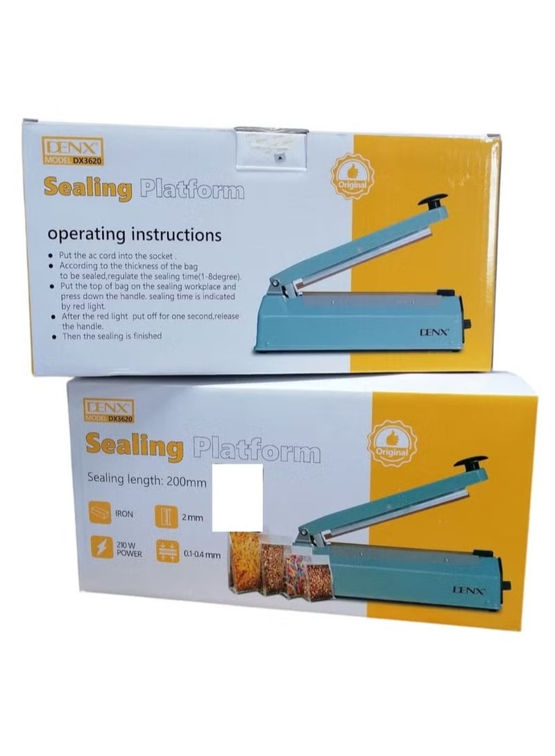 Denx Manual Bag Sealer with 8 Adjustable Heat Levels for Rapid Heating - Ideal for PP and PE plastic bags, pouches, food packaging, and small business use - Image 2