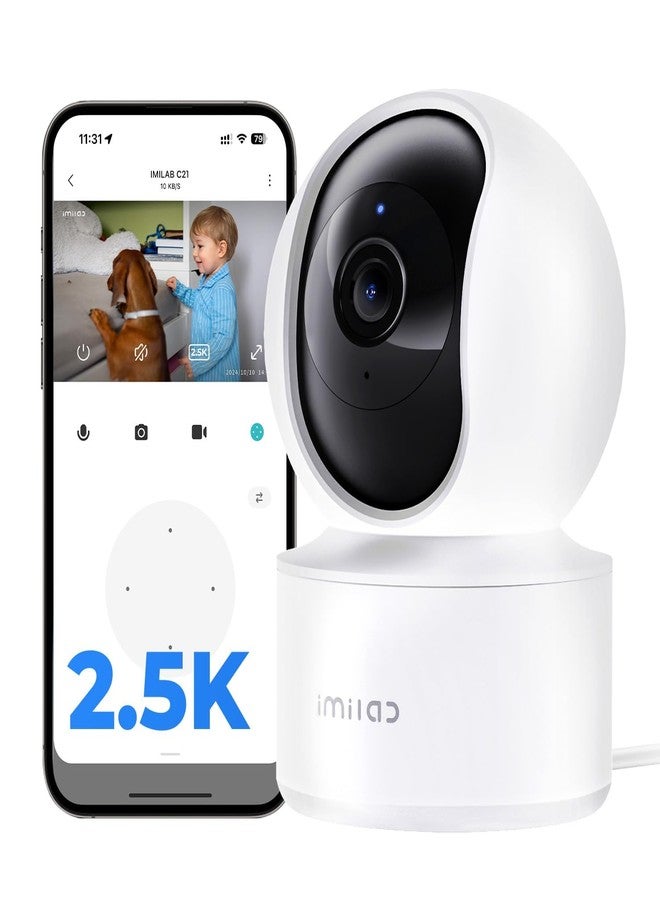 IMILAB 2.5K Indoor Camera, Room Camera for Bedroom, Dog/Pet/Baby/Nanny Cam with Xiaomi Home App, 360° Pan & Tilt Home Security Cam, Night Vision, Two Way Audio, 2.4GHz WiFi, No Subscription (C21) - Image 1