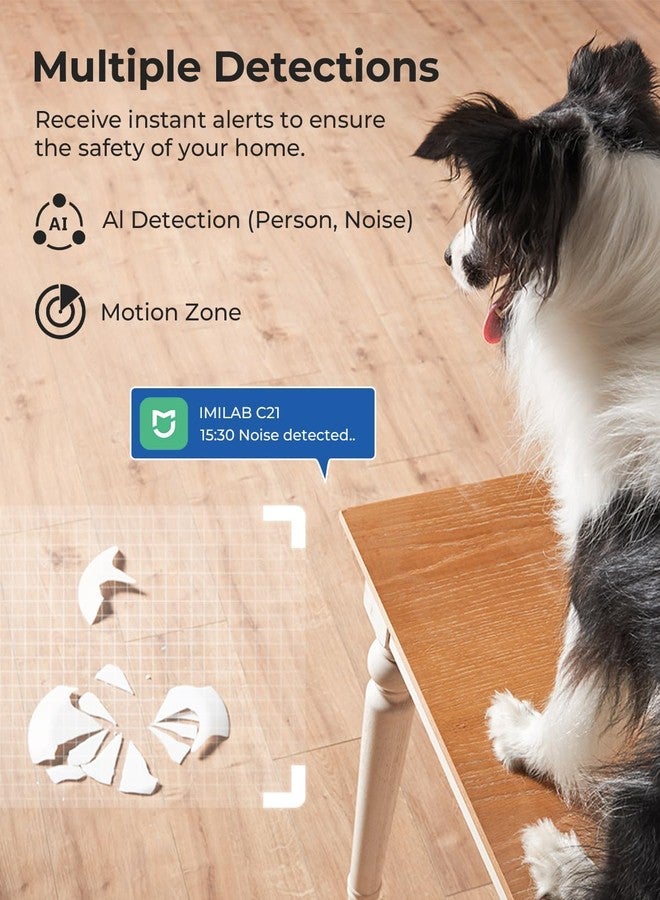 IMILAB 2.5K Indoor Camera, Room Camera for Bedroom, Dog/Pet/Baby/Nanny Cam with Xiaomi Home App, 360° Pan & Tilt Home Security Cam, Night Vision, Two Way Audio, 2.4GHz WiFi, No Subscription (C21) - Image 5