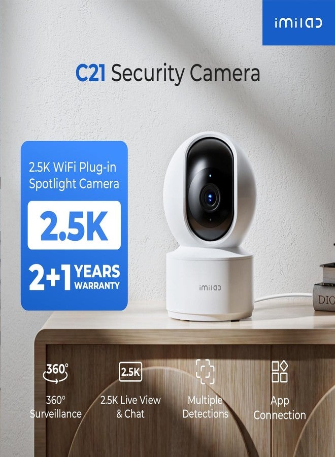 IMILAB 2.5K Indoor Camera, Room Camera for Bedroom, Dog/Pet/Baby/Nanny Cam with Xiaomi Home App, 360° Pan & Tilt Home Security Cam, Night Vision, Two Way Audio, 2.4GHz WiFi, No Subscription (C21) - Image 2