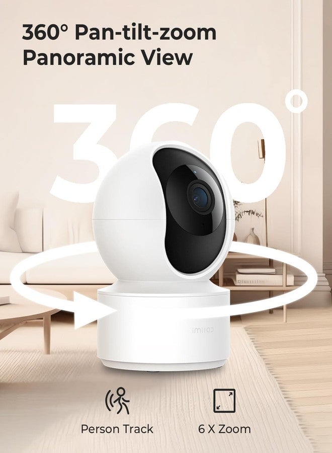 IMILAB 2.5K Indoor Camera, Room Camera for Bedroom, Dog/Pet/Baby/Nanny Cam with Xiaomi Home App, 360° Pan & Tilt Home Security Cam, Night Vision, Two Way Audio, 2.4GHz WiFi, No Subscription (C21) - Image 3