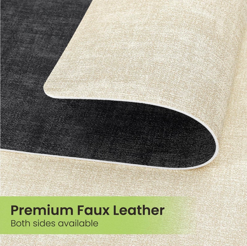 Fyvva Placemats Set of 6, Faux Leather Heat Resistant Wipeable Placemats, Dual Sided Waterproof Washable Table Mats with Coaster, Suitable for Kitchen, Dining, Table Decor (6, Black Beige) - Image 4