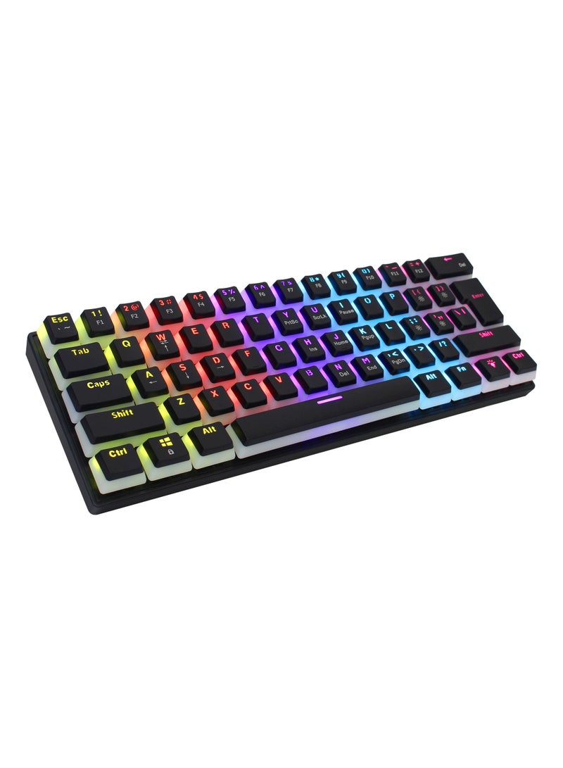 60% Wired Gaming Mechanical Keyboard, Pudding Keycaps with Translucent Layer,RGB Ultra-Compact Mini Keyboard, Waterproof Small 61 Keys Keyboard for Office/Gaming Win/Mac/Linux OS Black - Image 1