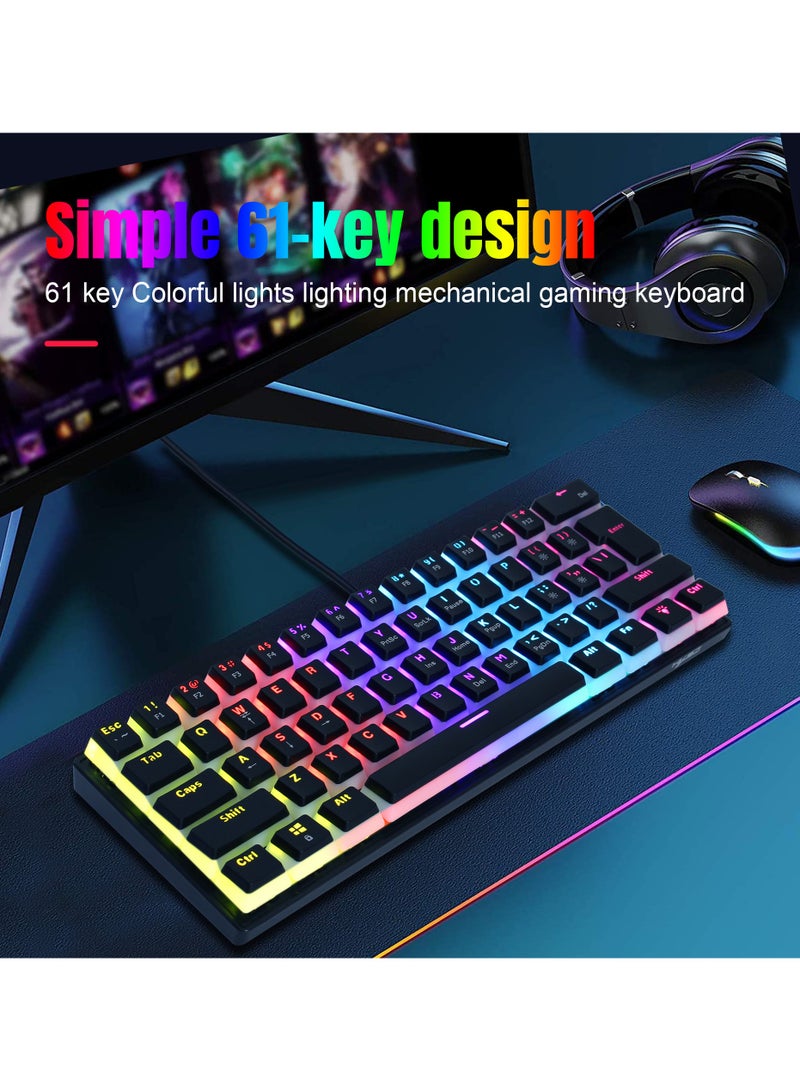 60% Wired Gaming Mechanical Keyboard, Pudding Keycaps with Translucent Layer,RGB Ultra-Compact Mini Keyboard, Waterproof Small 61 Keys Keyboard for Office/Gaming Win/Mac/Linux OS Black - Image 4