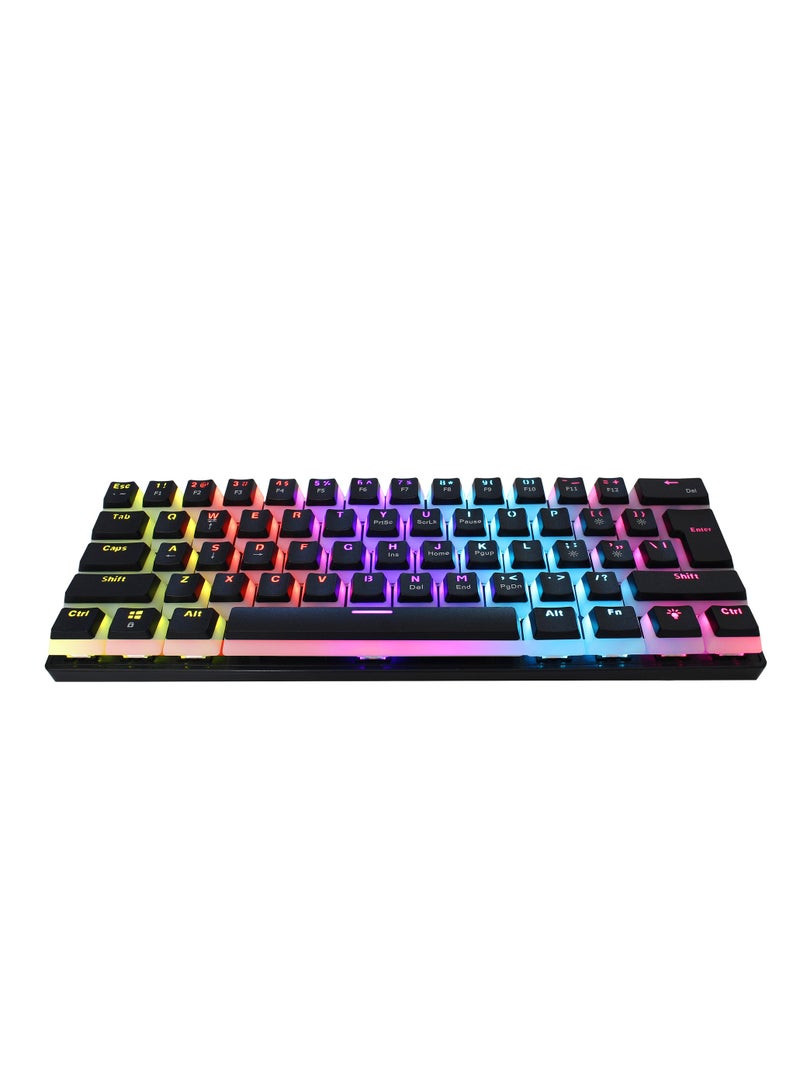 60% Wired Gaming Mechanical Keyboard, Pudding Keycaps with Translucent Layer,RGB Ultra-Compact Mini Keyboard, Waterproof Small 61 Keys Keyboard for Office/Gaming Win/Mac/Linux OS Black - Image 2