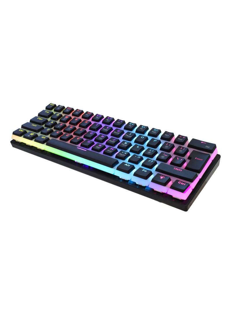 60% Wired Gaming Mechanical Keyboard, Pudding Keycaps with Translucent Layer,RGB Ultra-Compact Mini Keyboard, Waterproof Small 61 Keys Keyboard for Office/Gaming Win/Mac/Linux OS Black - Image 3