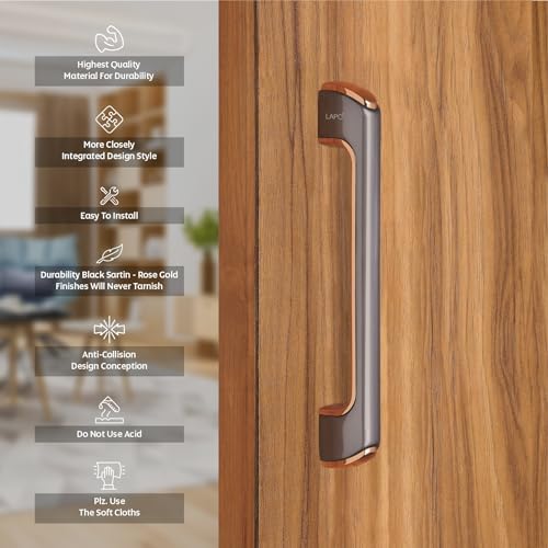 LAPO Door Handles for Main Door | Main Door Handle | Wooden & Glass Pull Handle | Door Handle-LDH (10 Inches-Pack of 1) Rose Gold Finish | 3 Years Warranty - Image 3