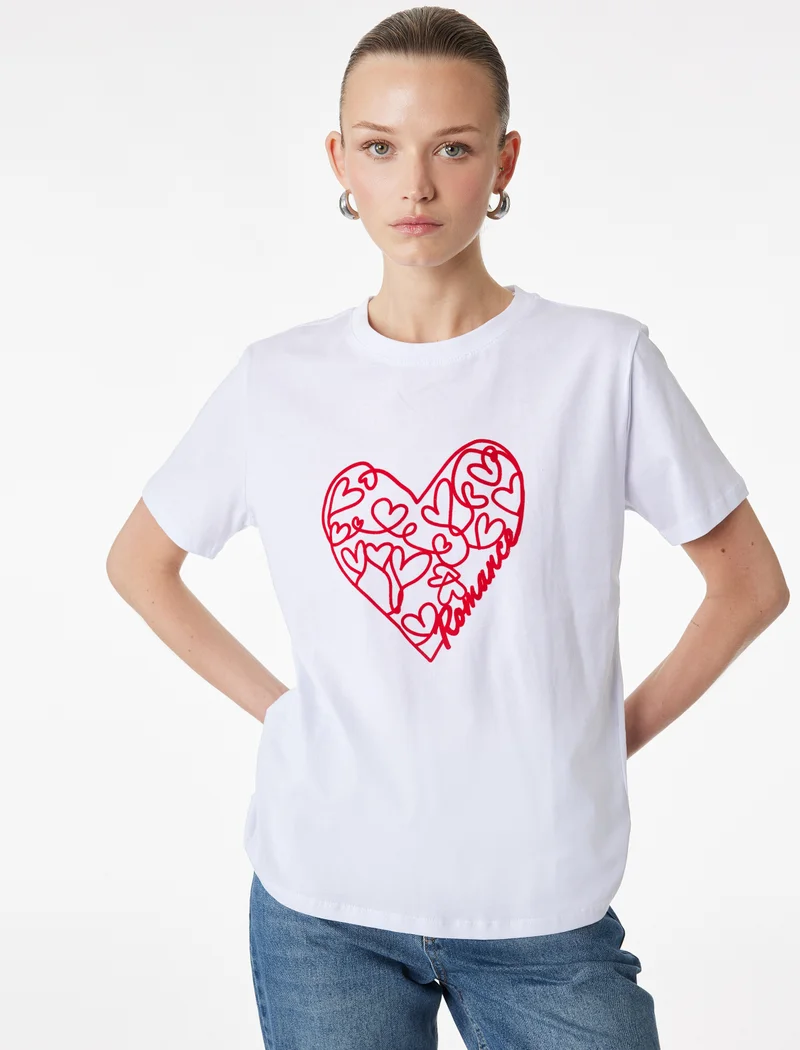 KOTON Heart Printed T-Shirt