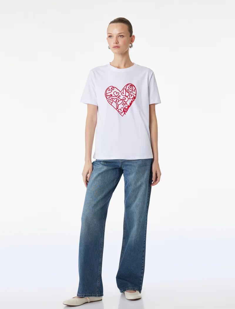KOTON Heart Printed T-Shirt