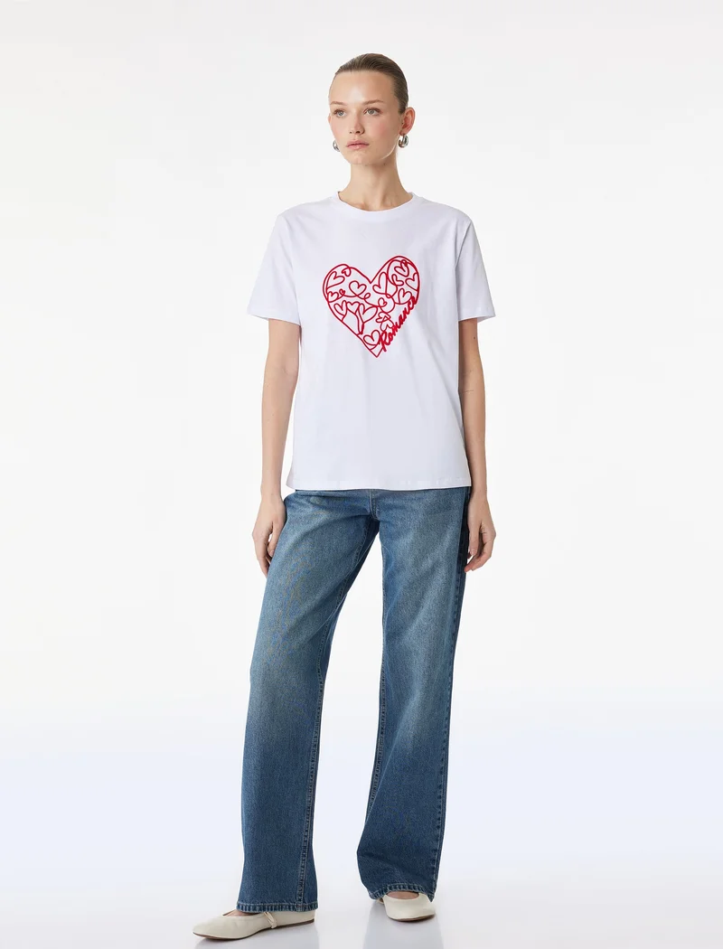كوتون Heart Printed T-Shirt