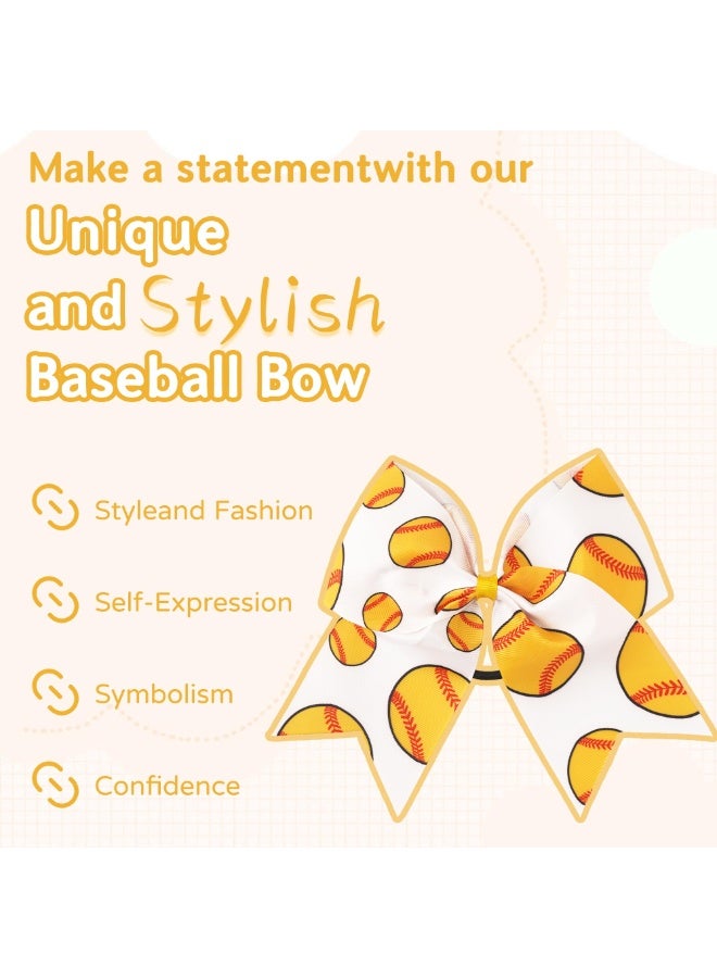 2Pcs 9 Inch Large Cheer Bows, Yellow Baseball Football Hair Ties Ponytail Holder for Girls Cheerleader Women - Image 3
