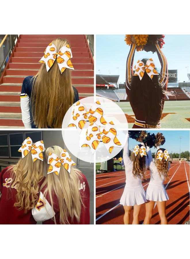 2Pcs 9 Inch Large Cheer Bows, Yellow Baseball Football Hair Ties Ponytail Holder for Girls Cheerleader Women - Image 4
