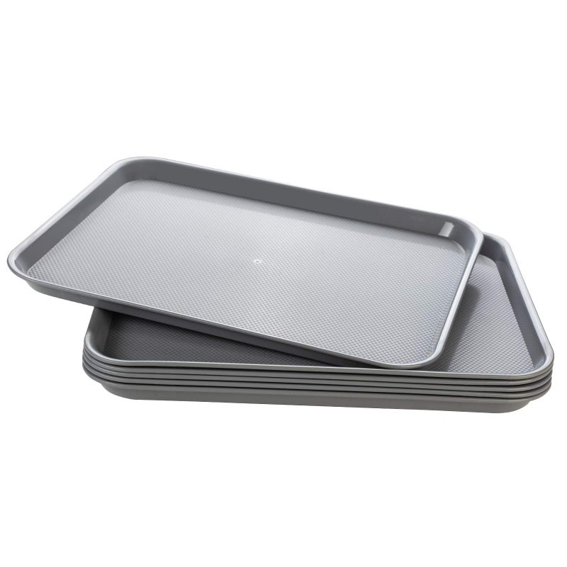 Eslite Rectangular Plastic Serving TraysFast Food Serving Cafeteria Trays17X13Set of 6 Grey
