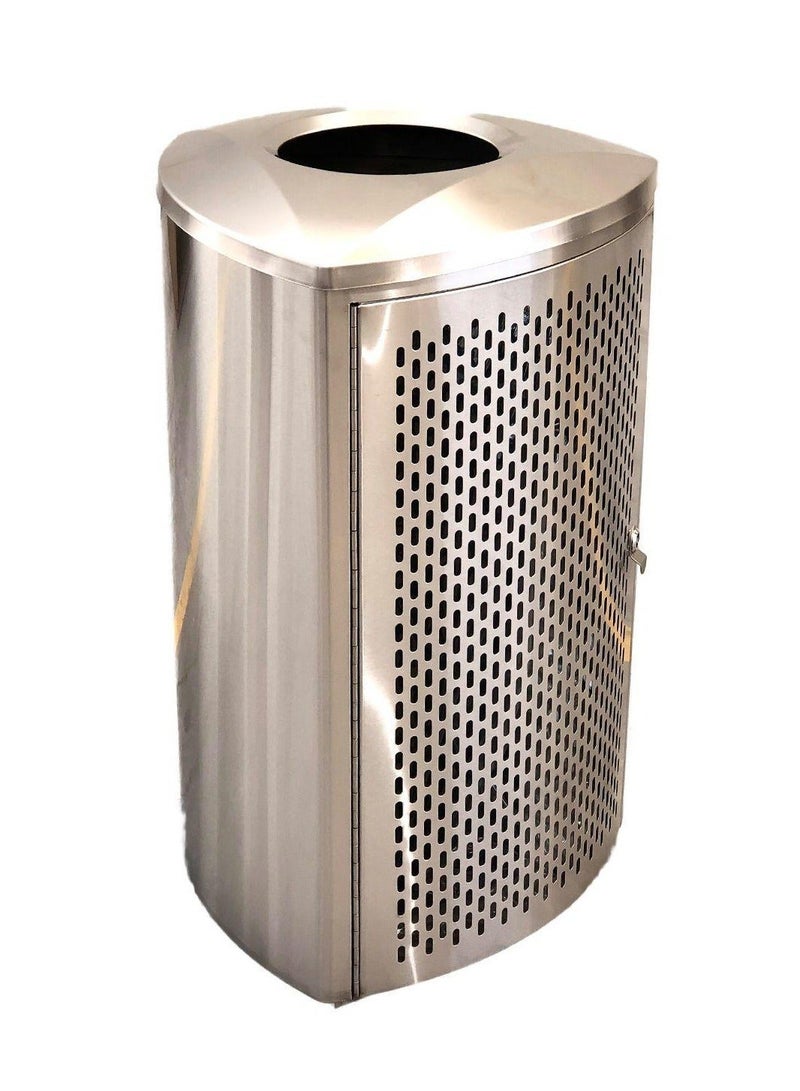 إيكو سلسلة اوتدور | لمسة نهائية من الفولاذ المقاوم للصدأ المصقول | مقاومة لبصمات الأصابع | سلة مهملات مفتوحة للخارج | 35 لتر - Image 2