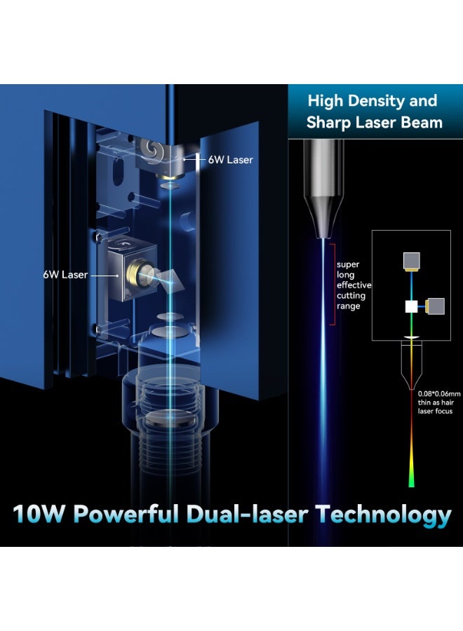 سكلبفون حفار ليزر 10 وات، ماكينة ليزر عالية الدقة 0.06 ملم، طابعة ليزر لجلد الأكريليك المعدني الخشبي، منطقة عمل 400 × 410 ملم (10 وات) - Image 3