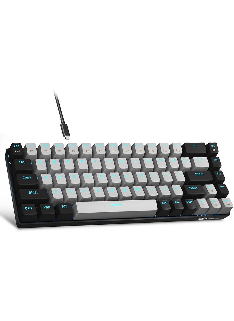 MageGee Portable 60% Mechanical Gaming Keyboard, MK-Box LED Backlit Compact 68 Keys Mini Wired Office Keyboard with Blue Switch for Windows Laptop PC Mac - Black/Gray