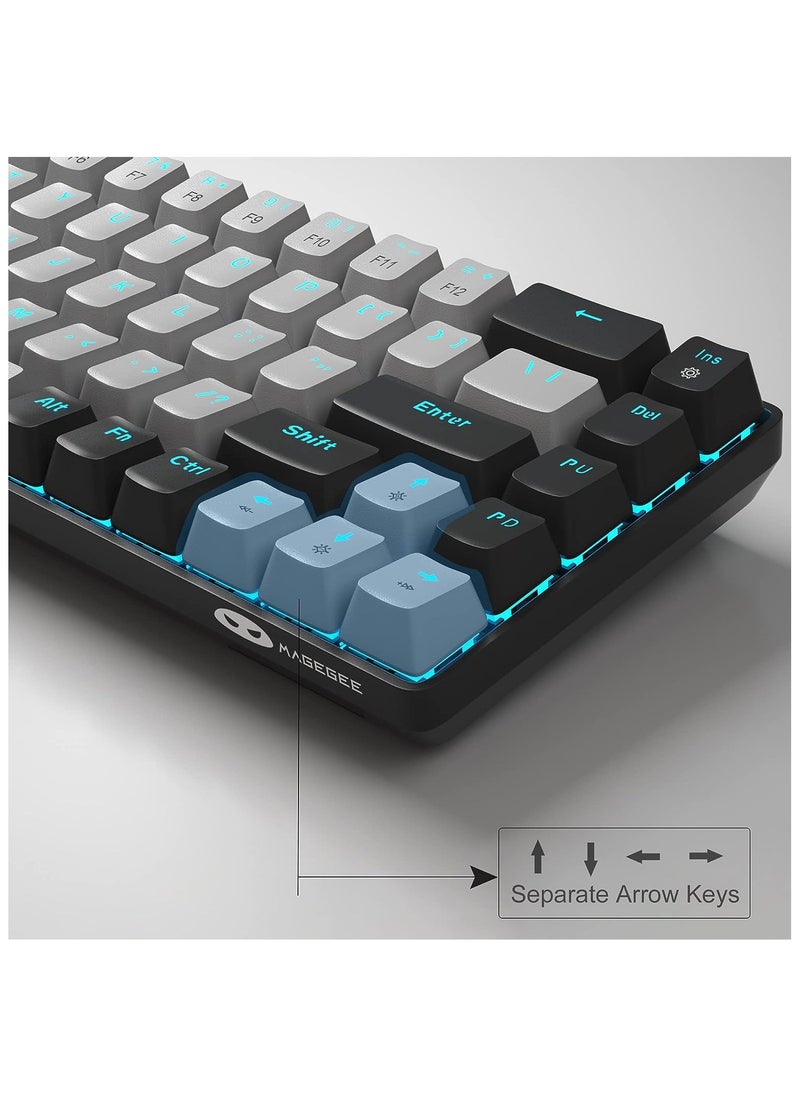 MageGee Portable 60% Mechanical Gaming Keyboard, MK-Box LED Backlit Compact 68 Keys Mini Wired Office Keyboard with Blue Switch for Windows Laptop PC Mac - Black/Gray
