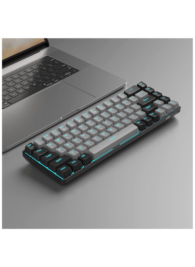MageGee Portable 60% Mechanical Gaming Keyboard, MK-Box LED Backlit Compact 68 Keys Mini Wired Office Keyboard with Blue Switch for Windows Laptop PC Mac - Black/Gray