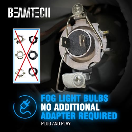 BEAMTECH H7 Bulbs,H7 Light Bulb Plug and Play No Adapter Required 1:1 Size 6500K White Fog Light Bulb of 2 - Image 4