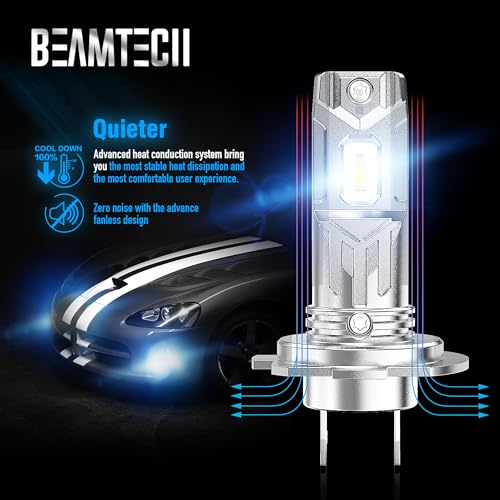 BEAMTECH H7 Bulbs,H7 Light Bulb Plug and Play No Adapter Required 1:1 Size 6500K White Fog Light Bulb of 2 - Image 5