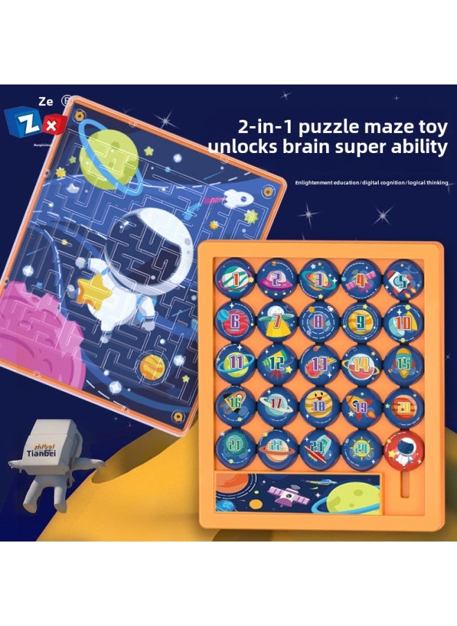 Generic - Digital Huarong Road Maze Intellectual Fun Desktop Game Machine 3D Maze Unlock Toy-Color:Huarong Road Maze Level 4-Castle - Image 1
