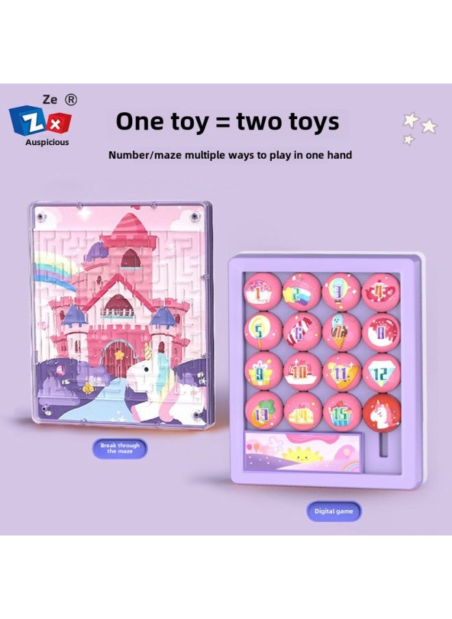 Generic - Digital Huarong Road Maze Intellectual Fun Desktop Game Machine 3D Maze Unlock Toy-Color:Huarong Road Maze Level 4-Castle - Image 1