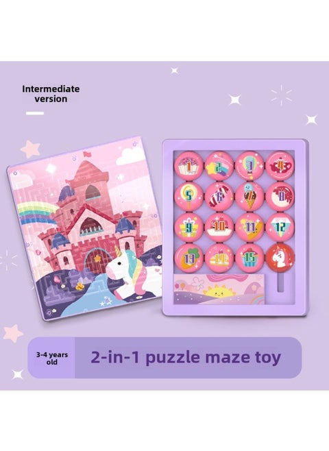 Digital Huarong Road Maze Intellectual Fun Desktop Game Machine 3D Maze Unlock Toy-Color:Huarong Road Maze Level 4-Castle