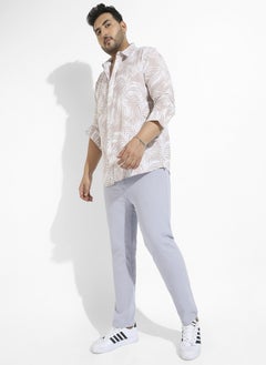 Instafab Plus Men's Beige Pinstriped Shirt  - Image 5