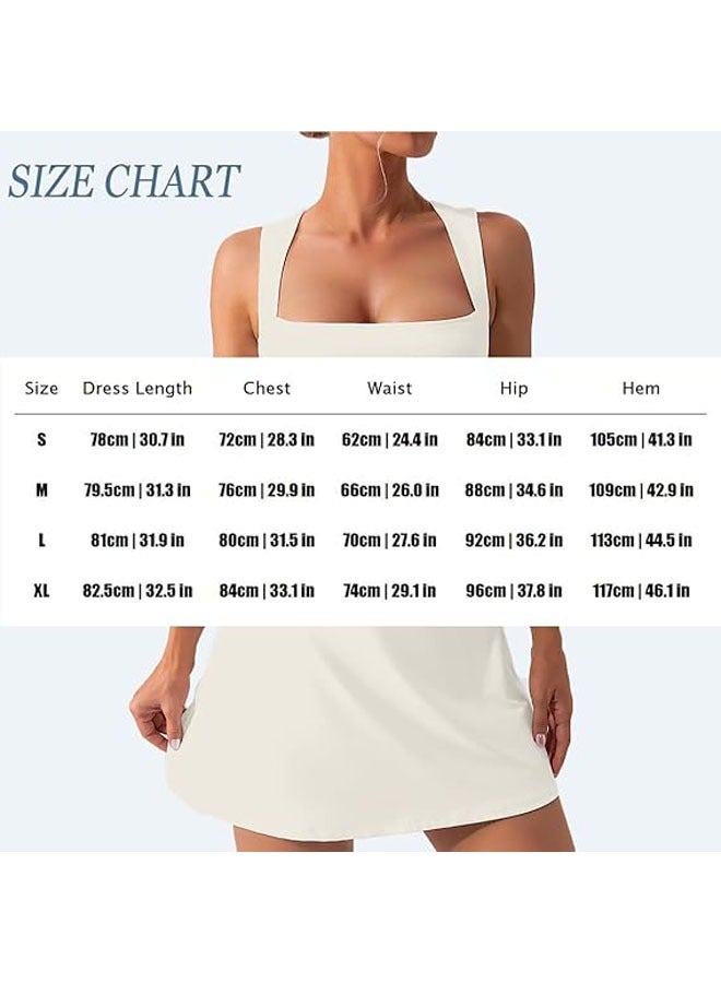 general Sports dresses with integrated shorts and padded bras with square necks, sports golf training dresses, mini dresses with pockets - Image 5