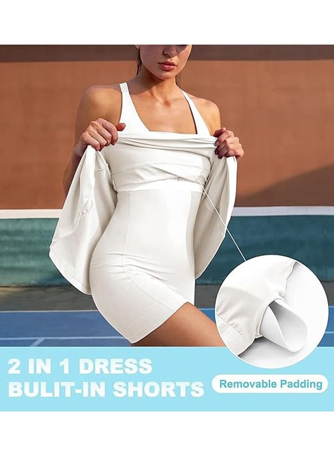 general Sports dresses with integrated shorts and padded bras with square necks, sports golf training dresses, mini dresses with pockets - Image 4