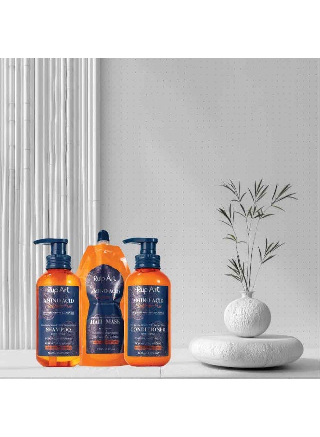 Rup Art Transform Your Hair Today With Rup Art Shampoo + Conditioner + Hair Mask Our Powerful Formula Features Ingredients Like Jojoba Oil Amino Acids And Pure Keratin To Repair Even The Most Damaged Locks Enjoy A Professional Spa Treatment At Home Sulfatefree Long Lasting Fragrance 425 + 425 + 500 ml = 1350 ml  - Image 2