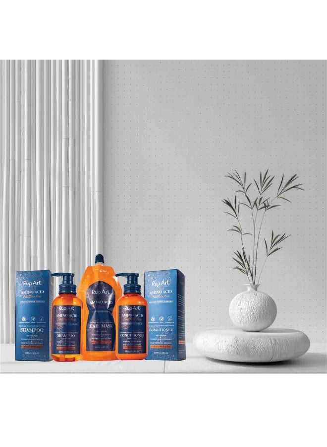 Rup Art Transform Your Hair Today With Rup Art Shampoo + Conditioner + Hair Mask Our Powerful Formula Features Ingredients Like Jojoba Oil Amino Acids And Pure Keratin To Repair Even The Most Damaged Locks Enjoy A Professional Spa Treatment At Home Sulfatefree Long Lasting Fragrance 425 + 425 + 500 ml = 1350 ml  - Image 3