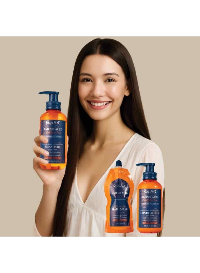 Rup Art Transform Your Hair Today With Rup Art Shampoo + Conditioner + Hair Mask Our Powerful Formula Features Ingredients Like Jojoba Oil Amino Acids And Pure Keratin To Repair Even The Most Damaged Locks Enjoy A Professional Spa Treatment At Home Sulfatefree Long Lasting Fragrance 425 + 425 + 500 ml = 1350 ml  - Image 4