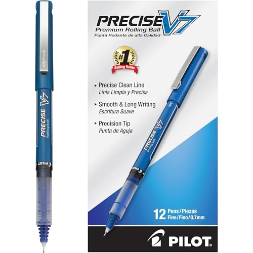 Pilot, Precise V7, Capped Liquid Ink Rollerball Pens, Fine Point 0.7 mm, Blue Ink Pens, Pack of 12 - Ideal for School, Journaling & Office Writing - Image 5