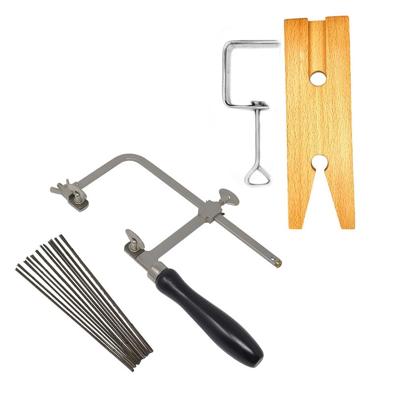 Megacast 3 in 1 Professional Jeweler's Saw Set Saw Frame 144 Blades Wooden Pin Clamp Wood Metal - Image 1