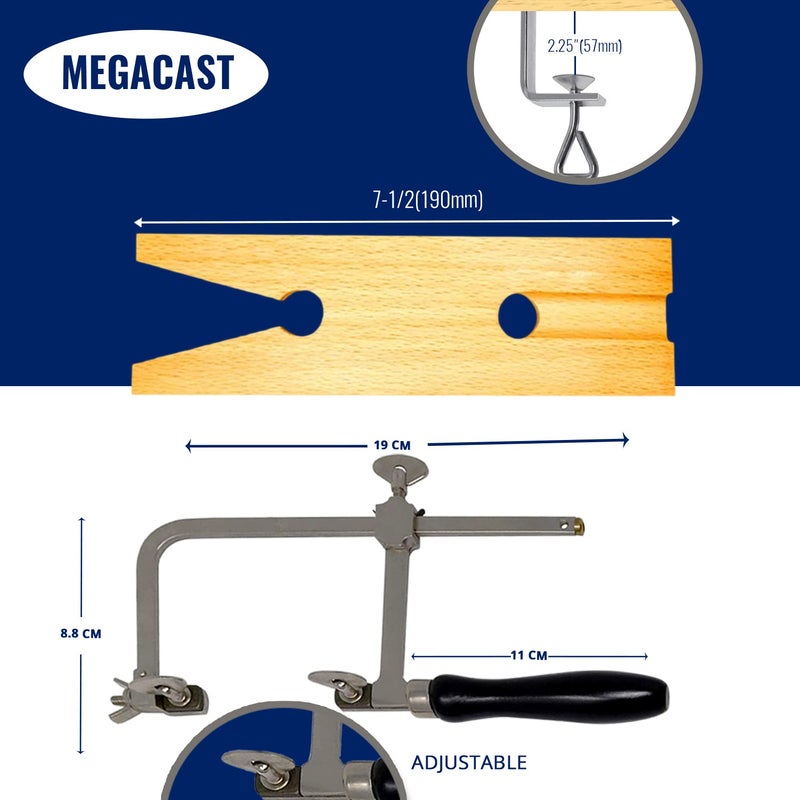 Megacast 3 in 1 Professional Jeweler's Saw Set Saw Frame 144 Blades Wooden Pin Clamp Wood Metal - Image 3