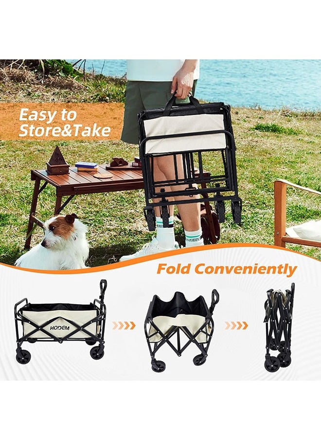 Arabest - Outdoor Utility Wagon, Picnic Trolley Duty Collapsible Folding Outdoor Cart, Folding Garden Portable Hand Cart with Adjustable Handles Suit,Use for Shopping and Park Picnic Beach Trip Camping - Image 1